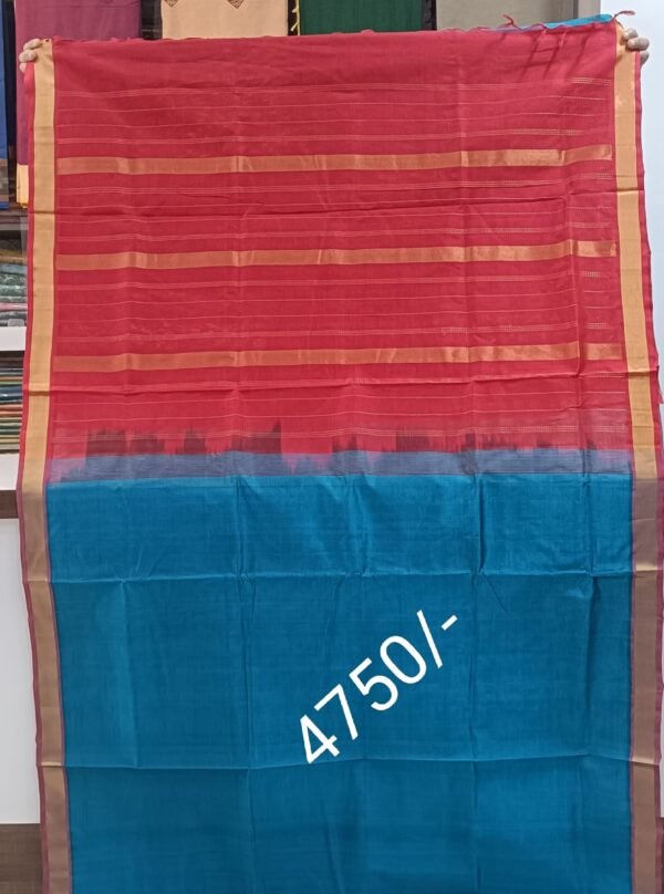 Dark Blue Kuppadam Silk Saree