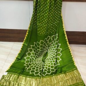 Green Bandhani Silk Saree