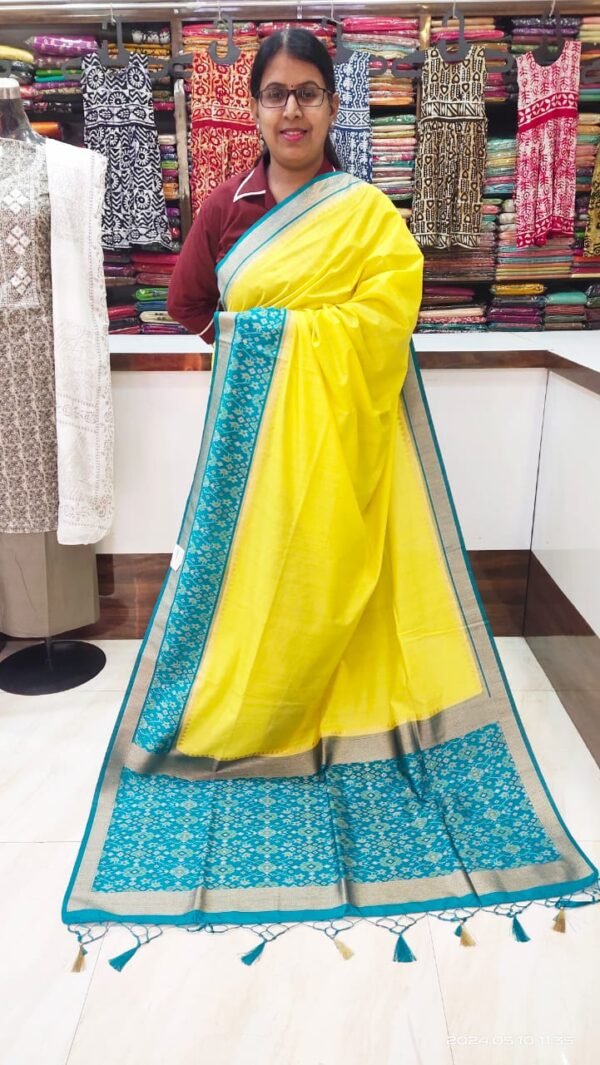 Yellow Patola Half Silk Saree