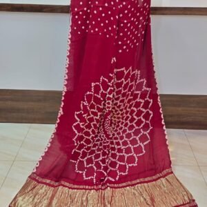 Maroon Bandhani Silk Saree