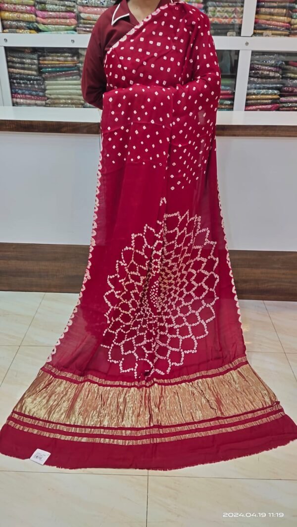 Maroon Bandhani Silk Saree