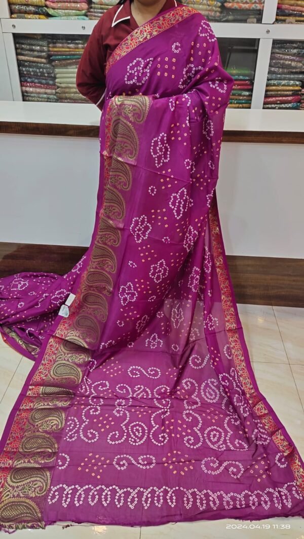 Rani Bandhani Silk Saree