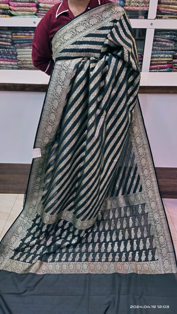 Black Khadi Georgette Saree