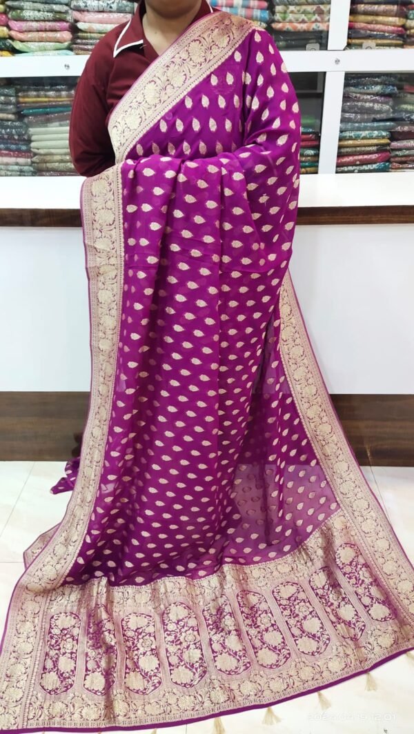Maroon Khadi Georgette Saree