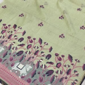 Elegant Linen Digital Work Saree: A Must-Have for Your Wardrobe